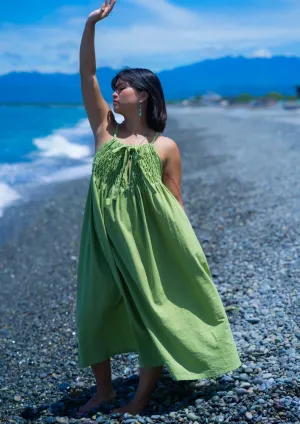 roxy long halter dress - avocado