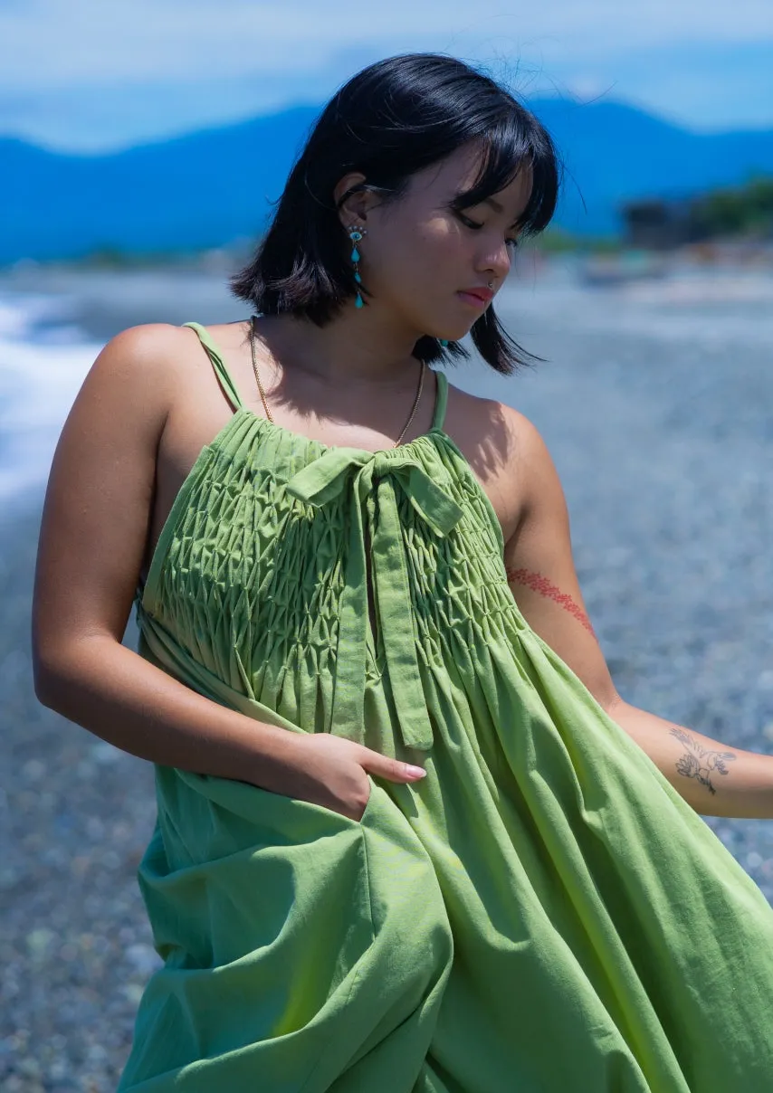 roxy long halter dress - avocado