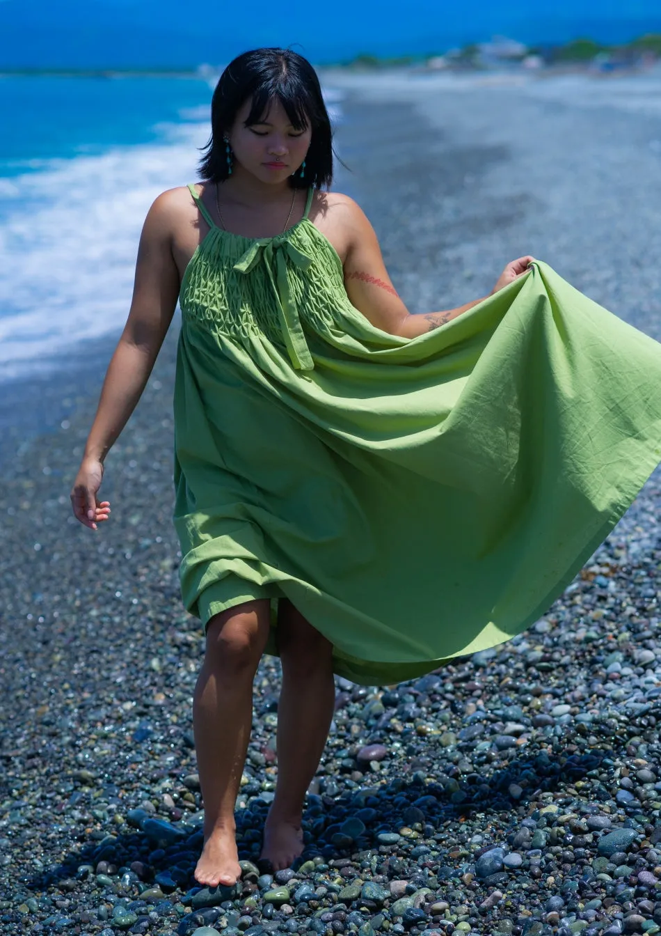 roxy long halter dress - avocado