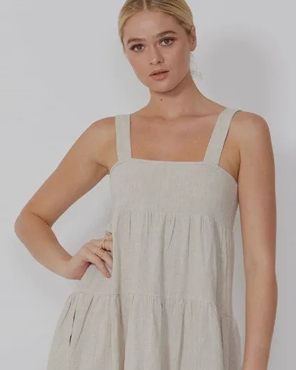 SASS- Solei Touch of Linen Dress in Coral and Natural