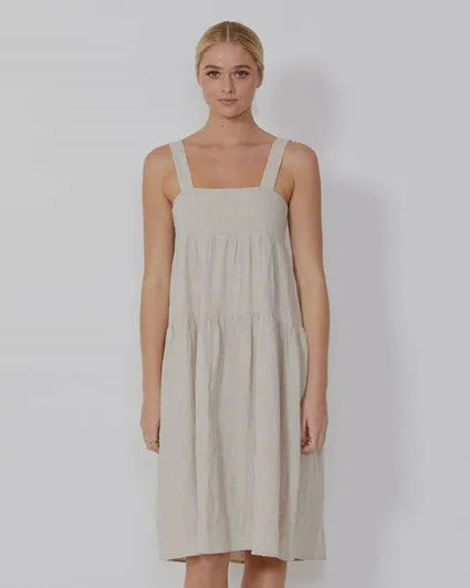 SASS- Solei Touch of Linen Dress in Coral and Natural