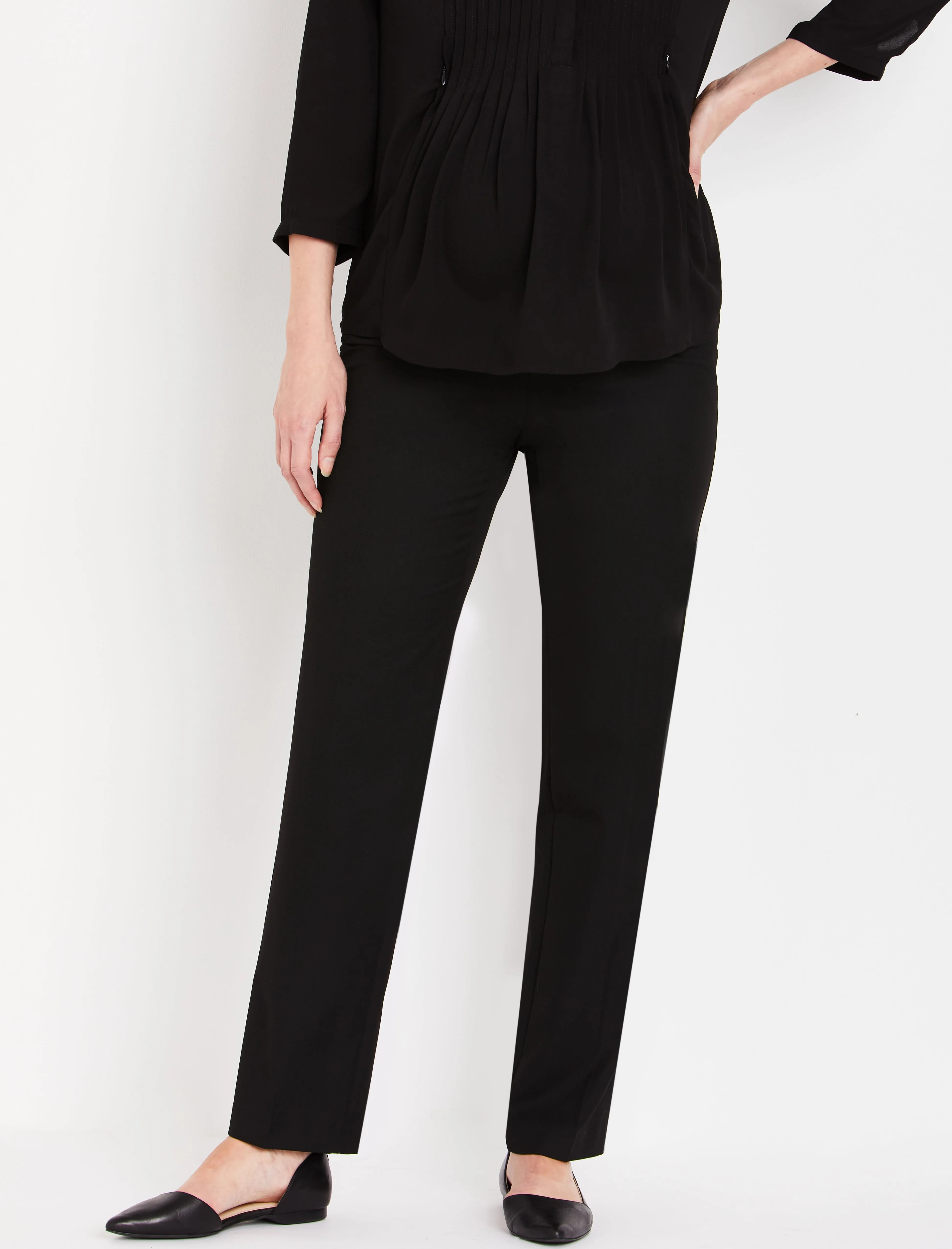 Secret Fit Belly Bi-stretch Suiting Straight Leg Maternity Pants in Black