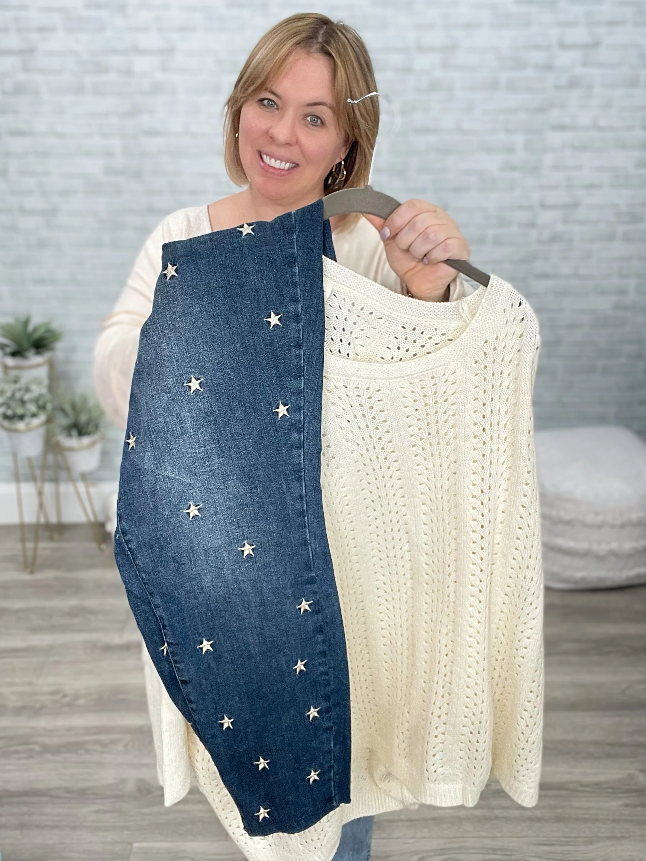 Seeing Patterns Loose Fit Knit Sweater In Cream