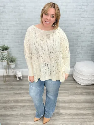 Seeing Patterns Loose Fit Knit Sweater In Cream