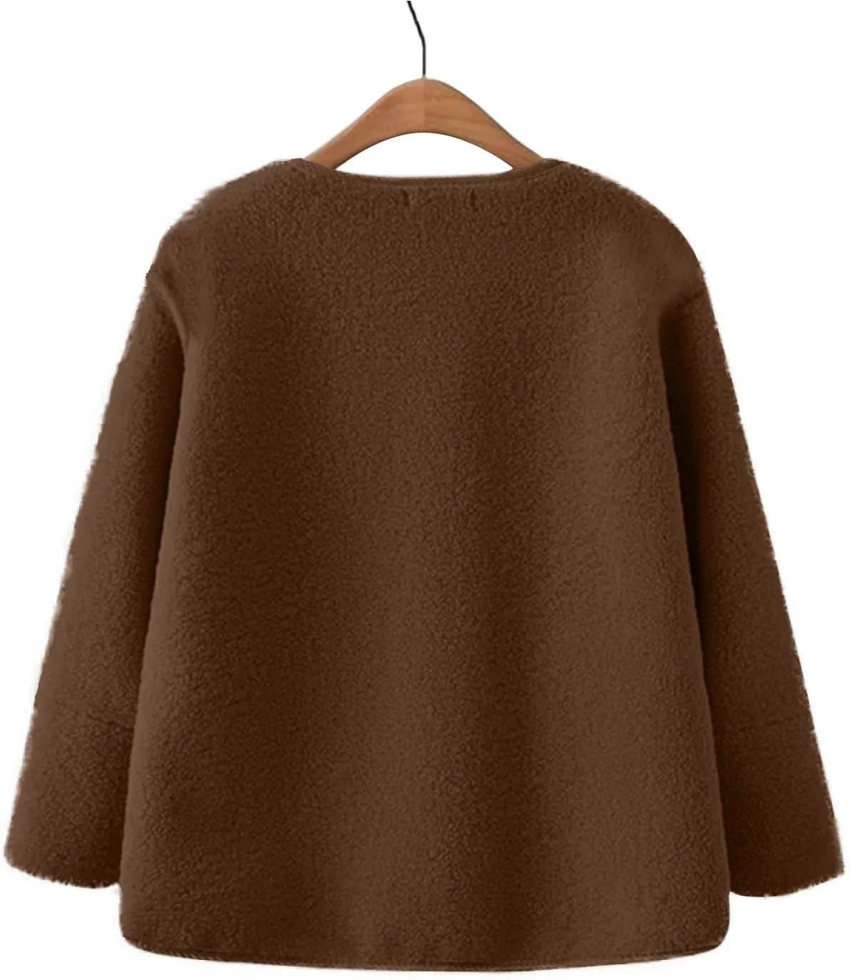 Sherpa Jacket Women Fuzzy Open Front Button Up Cardigans Oversized Fleece Jacket Warm Winter Coats with Pocket Outwear