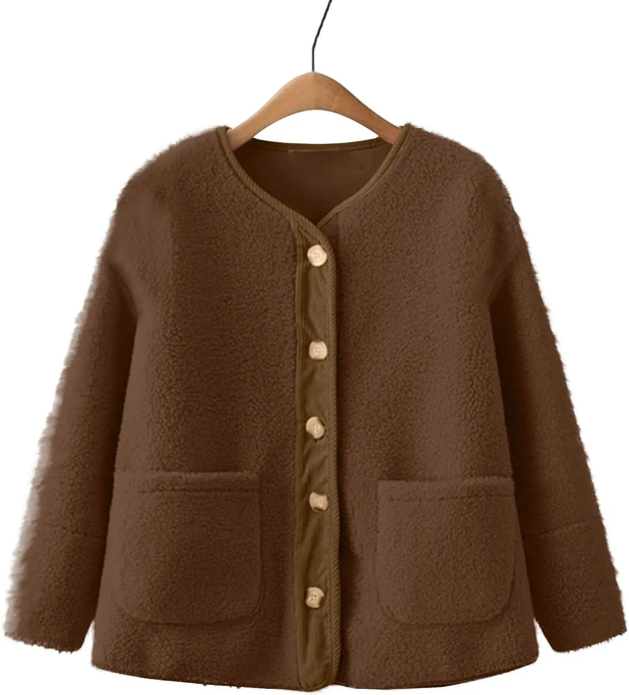 Sherpa Jacket Women Fuzzy Open Front Button Up Cardigans Oversized Fleece Jacket Warm Winter Coats with Pocket Outwear