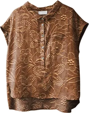 Shirts for Women Ethnic Style Blouses Casual Flowy Shirt Sleeveless Floral Printed Tops Vintage Sardines Art Tunics