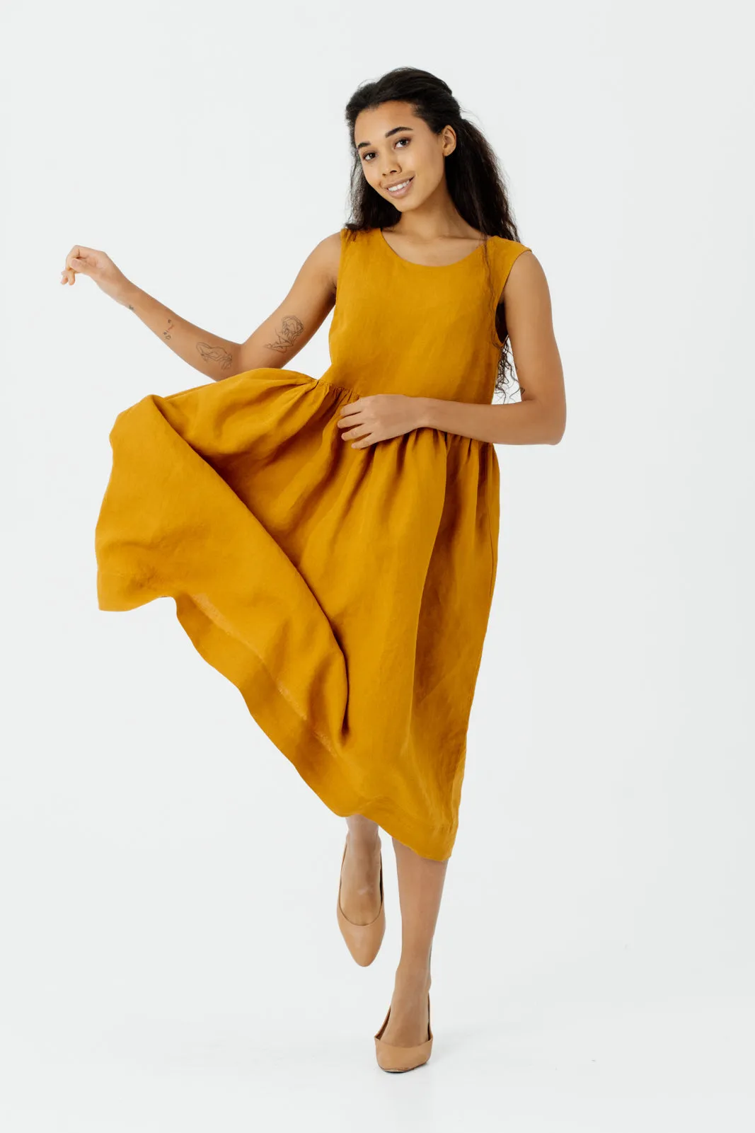 Smock Dress, Sleeveless, Marigold