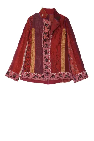 STRIPE RALLIS KANTHA SIMPLE JKT - pr4022-red -