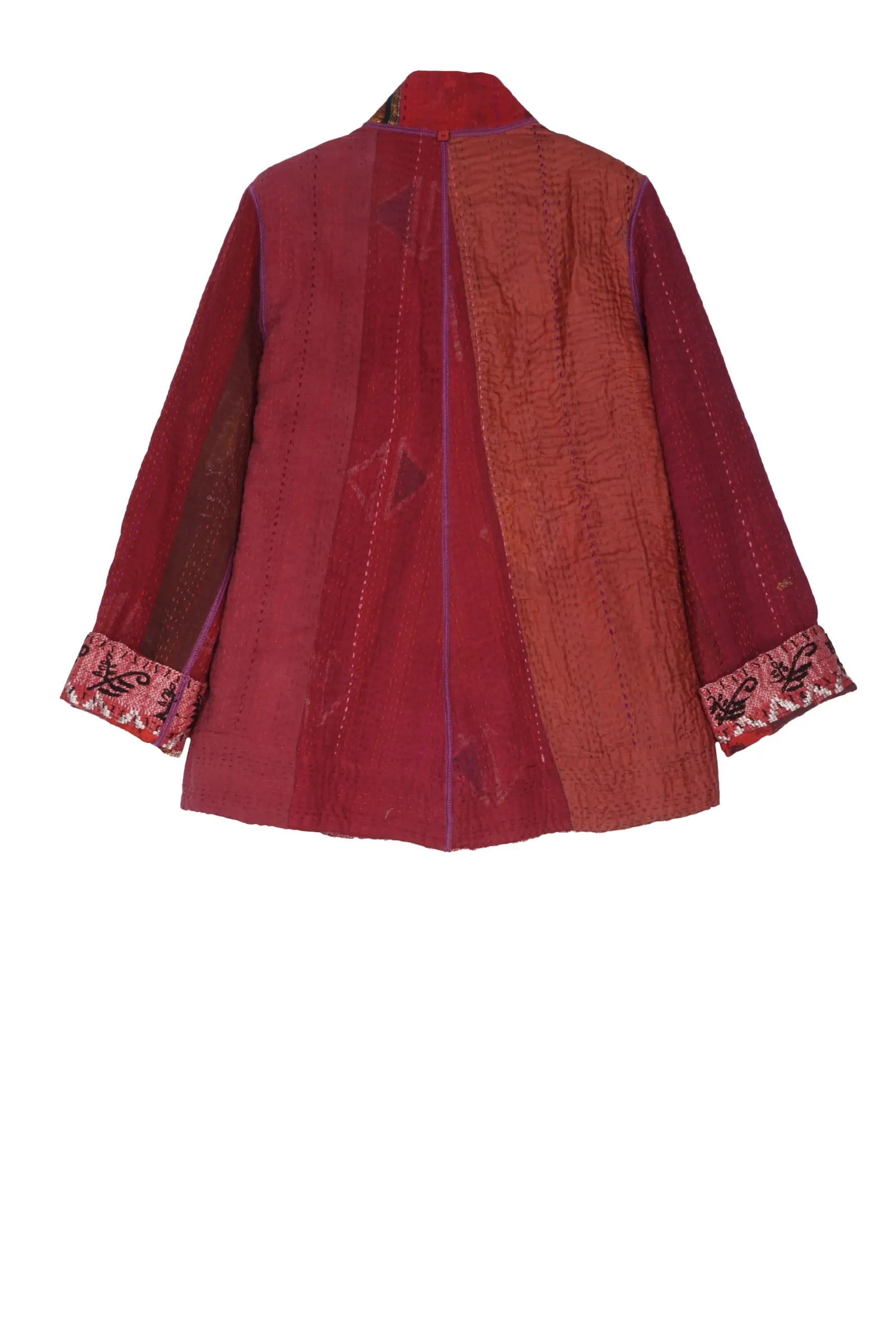 STRIPE RALLIS KANTHA SIMPLE JKT - pr4022-red -