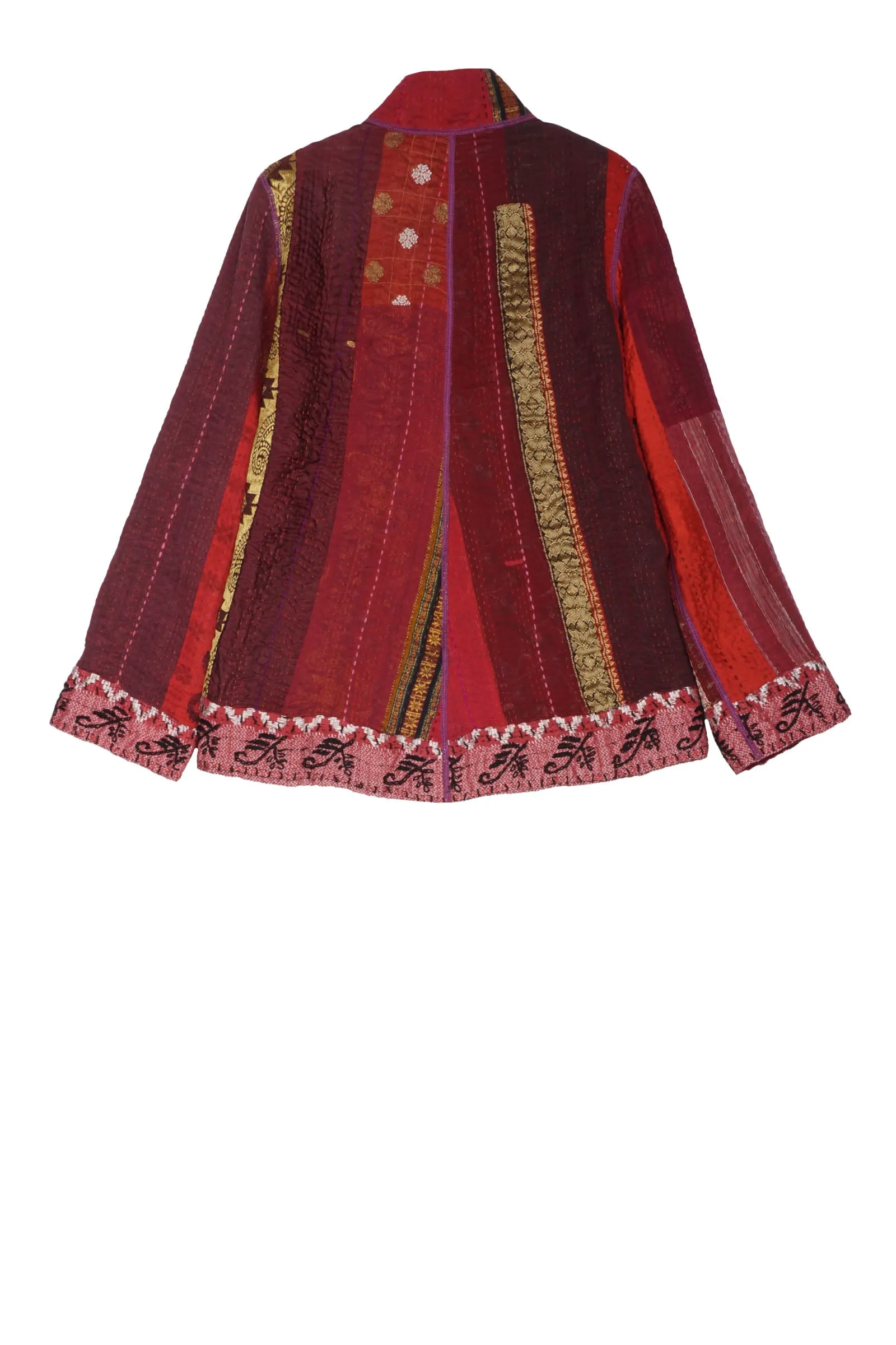 STRIPE RALLIS KANTHA SIMPLE JKT - pr4022-red -