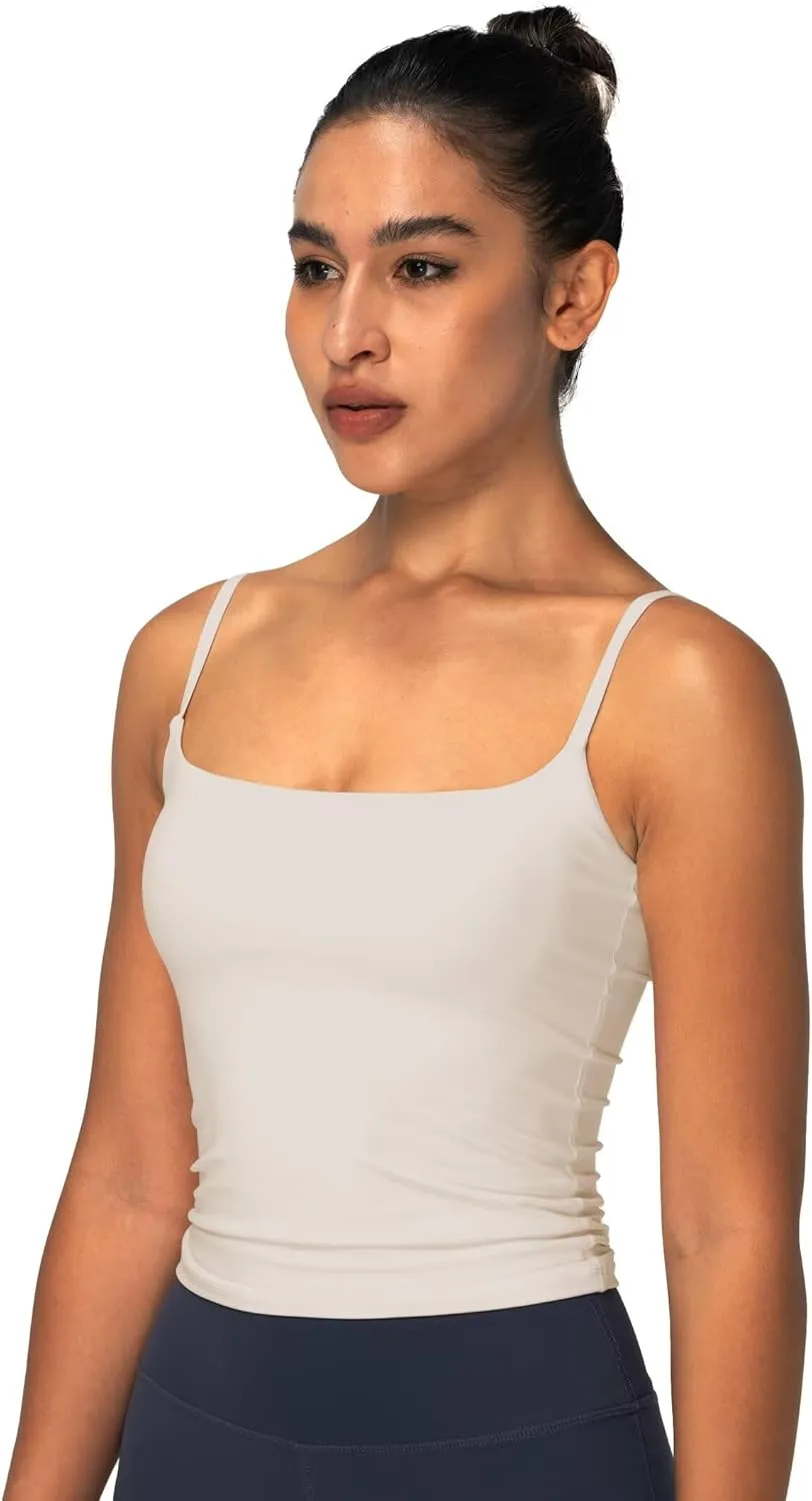 Sunzel Spaghetti Strap Tank Top for Women Double Lined Camisole Square Neck Cami Top Summer Undershirts Going Out Basics