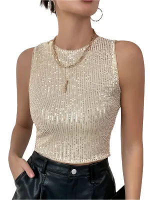 TEEK - Sequined Sleeveless Top