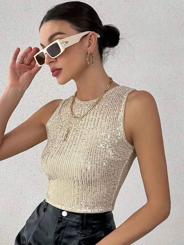 TEEK - Sequined Sleeveless Top