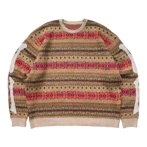 Vintage Hirata Hiroshi Bone Skeleton Sweater - Japan Style - Color Matching Pullover