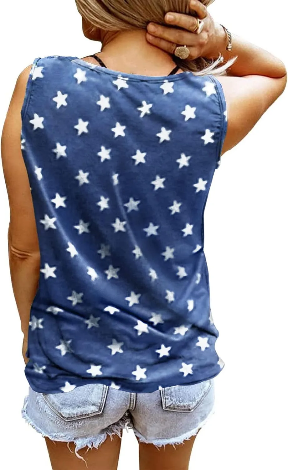Womens American Flag Tank Tops Patriotic Shirts for Women 4th of July Tanks Top Loose Fit Summer Ring Hole V-Neck Tees Top
