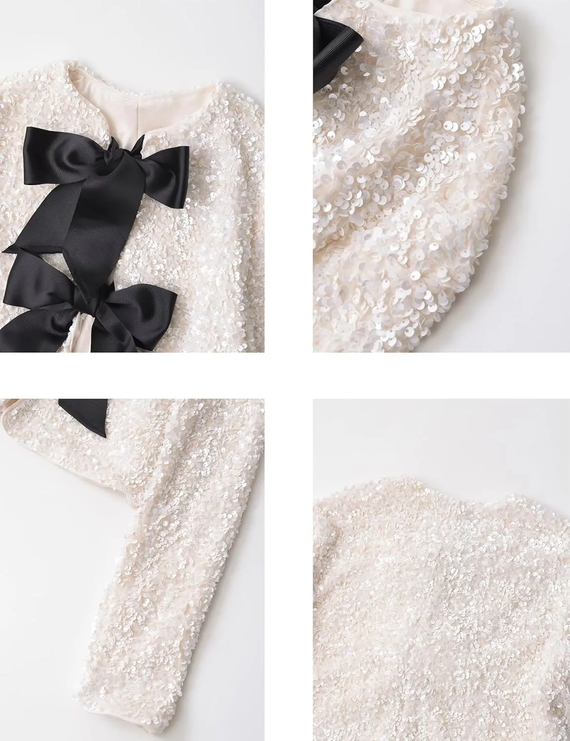 Womens Long Sleeve Sequin Jacket Bow Blazer Jackets Christmas Sparkling Party Coat Outerwear