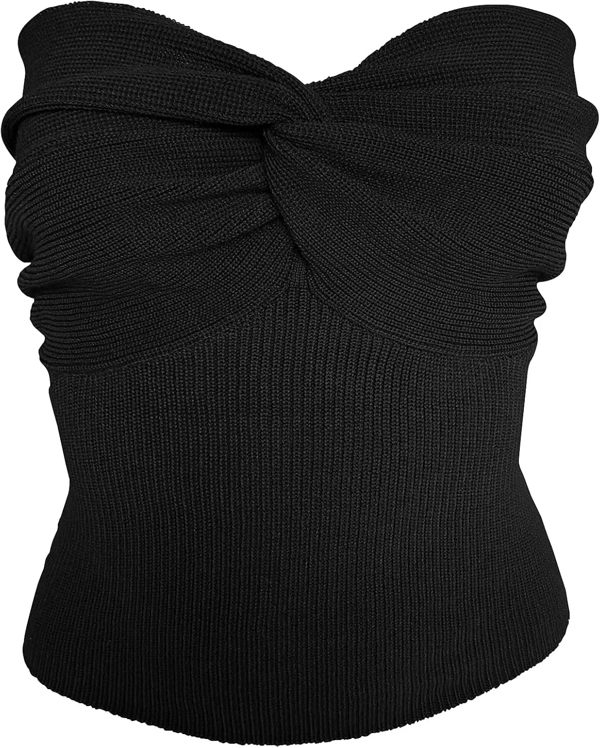 Women's Sexy Crop Tops Strapless Twisted Front Ribbed Knit Tube Top Sleeveless Sweetheart Neck Y2K Camisole Tank Top