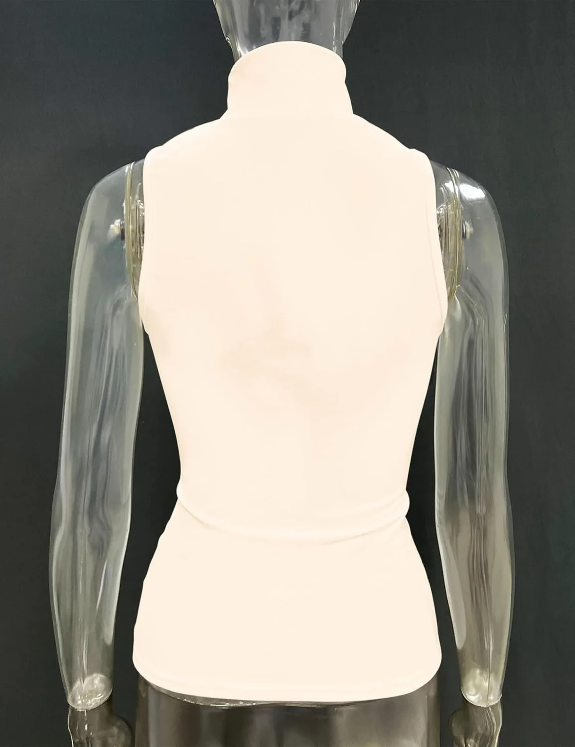 Womens Sleeveless Mock Neck Tops Pleated Twist Front Slim Fit Summer Date Night Clubwear High Neck Tank Tops