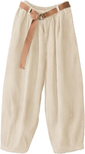 YESNO Women Baggy Cropped Pants Corduroy Casual Elastic Waist Fall Fashion 2024 Trousers with Pockets PCJ