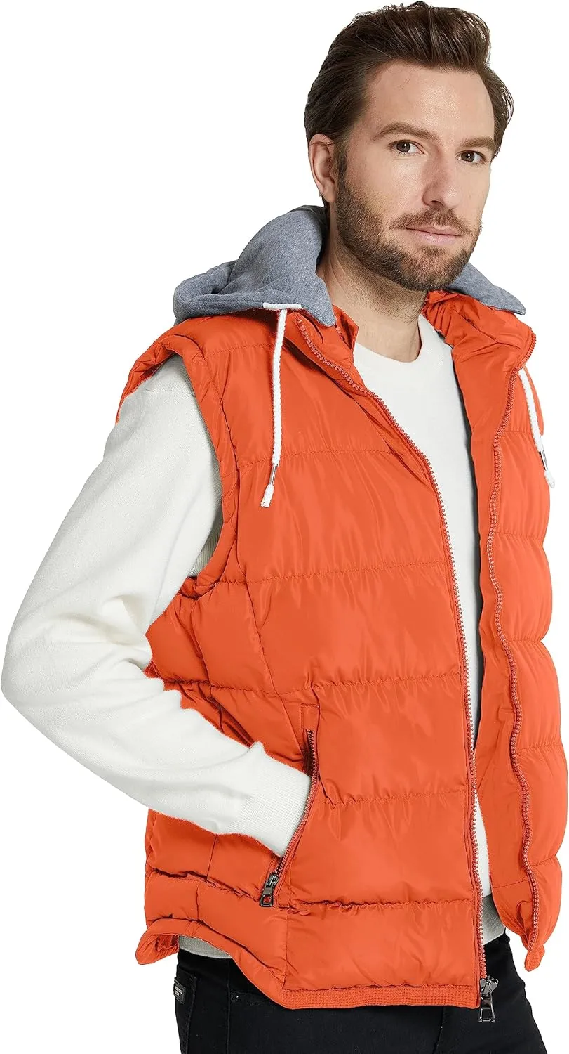 ZSHOW Men's Puffer Vest Removable Hooded Vest Outdoor Winter Vest